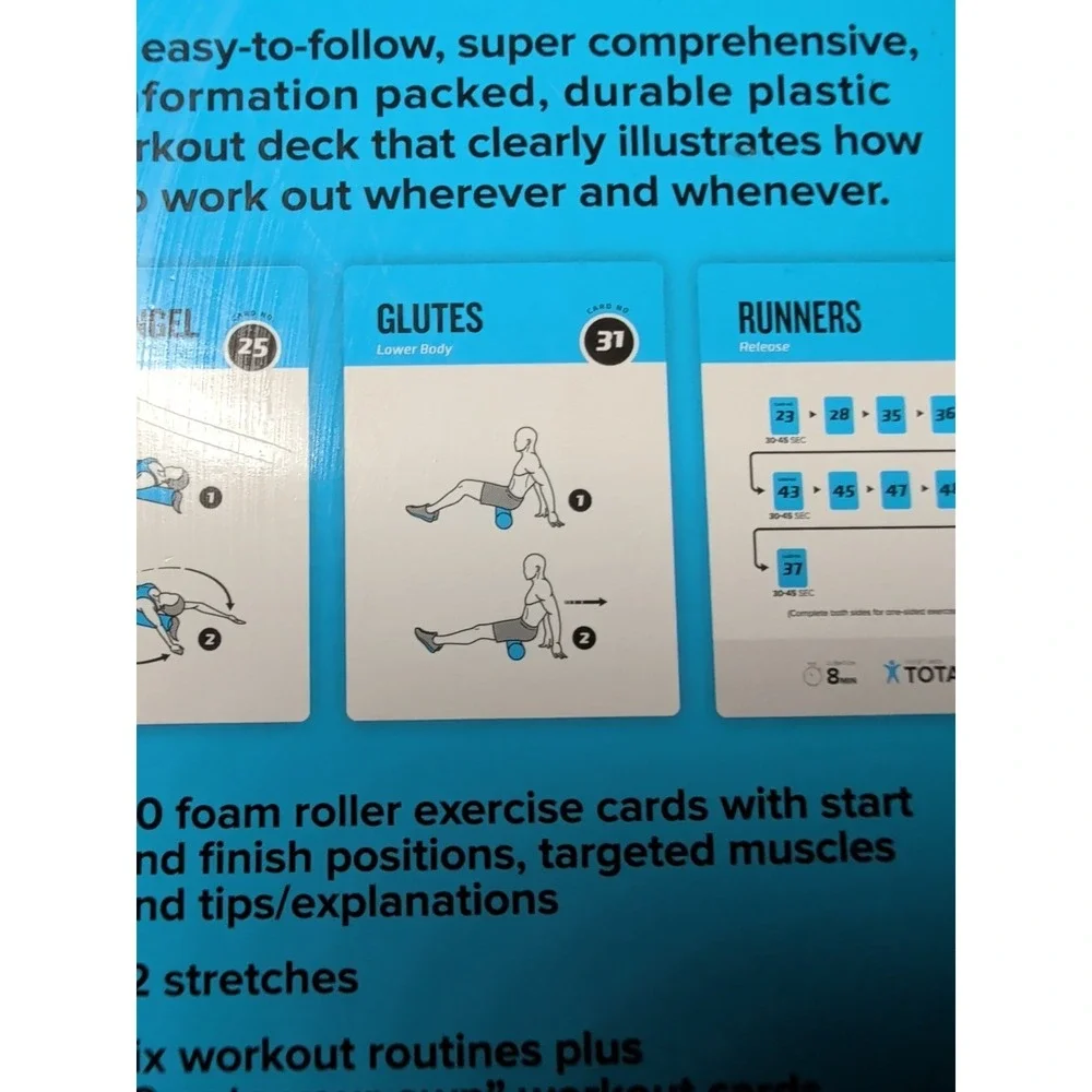 Foam Roller Workout Cards, Instructional Fitness Deck for Women & Men, Beginn...